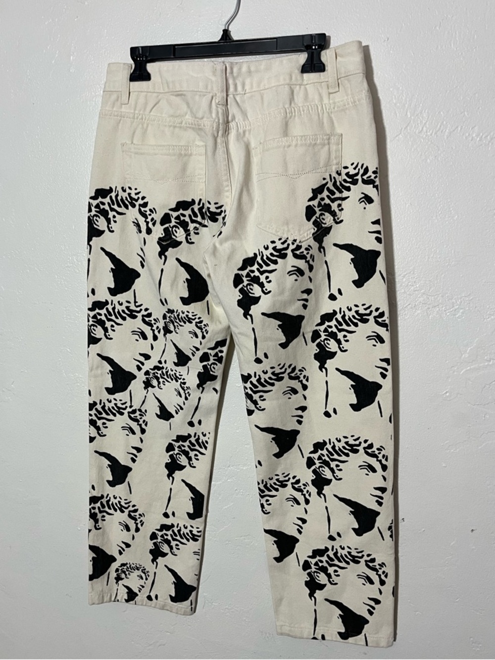 Michelangelo David Statue Printed White Jeans Denim Unique Straight Leg / Taper - Picture 2 of 10